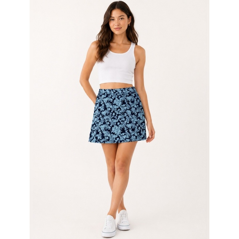 Duluth Trading Co Breezeshooter Skort 10 Navy Tropical Floral Gorpcore Active
